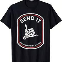 Send It No Victory Without Sacrifice Hand Bone Funny T-Shirt - Black - View 1