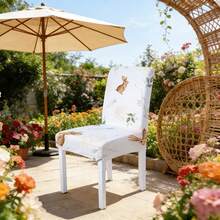 1pc/2pcs/4pcs/6pcs/30pcs Stretch Dining Chair Cover, Universal Size, Cottagecore Bunny Style, Rabbit & Carrot Print, High Elastic Polyester Fabric, Full Coverage, Stain Resistant, Washable & Removable Slipcover - Multicolor - View 13