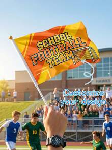 10pcs Custom Soccer Handheld Flag, Custom Design Soccer Hand Flag,Personalized School Football Team Spirit Flag, Customizable Design For Campus Games, Matches & Cheering - Multicolor - View 1