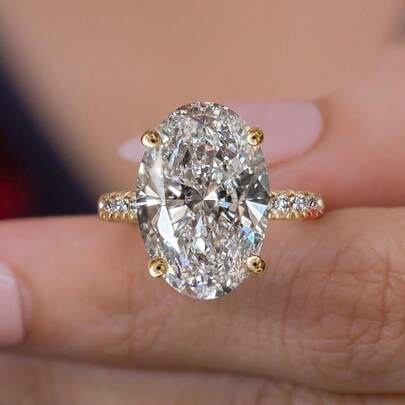 Women's Fashion Classic Inlaid Pigeon Egg Zirconia 18K Gold Plated Versatile Ring