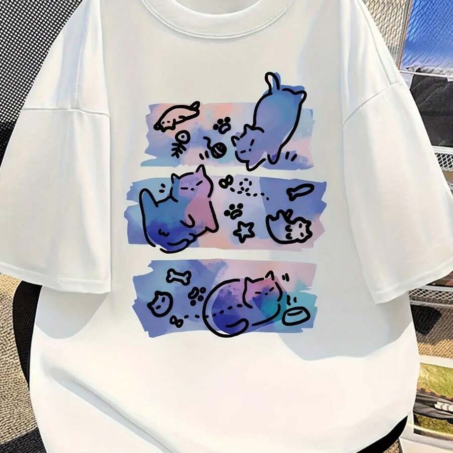 Women's T-Shirt With Minimalist Bear Design And Text - 白色 - 查看 1