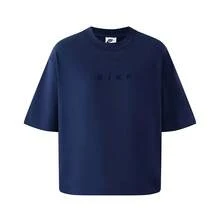 Nike Áo thun thể thao nữ cổ tròn thoáng khí, thêu logo nhỏ, kiểu dáng mùa hè mới - Xanh đậm - Xem 3