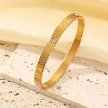 Set Perhiasan Wanita 5pcs/1pc Gelang Rhinestone Elegan Motif Daun Semanggi & Bunga Baby's Breath, Set Perhiasan Wanita - Emas - View 13