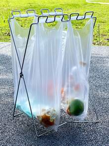 1件裝小型可折疊金屬垃圾袋置物架，32 * 27 * 50cm 便攜式可收納垃圾袋架，適用露營、野餐、燒烤、露營車、露台、花園與旅行 - 彩色 - 查看 9