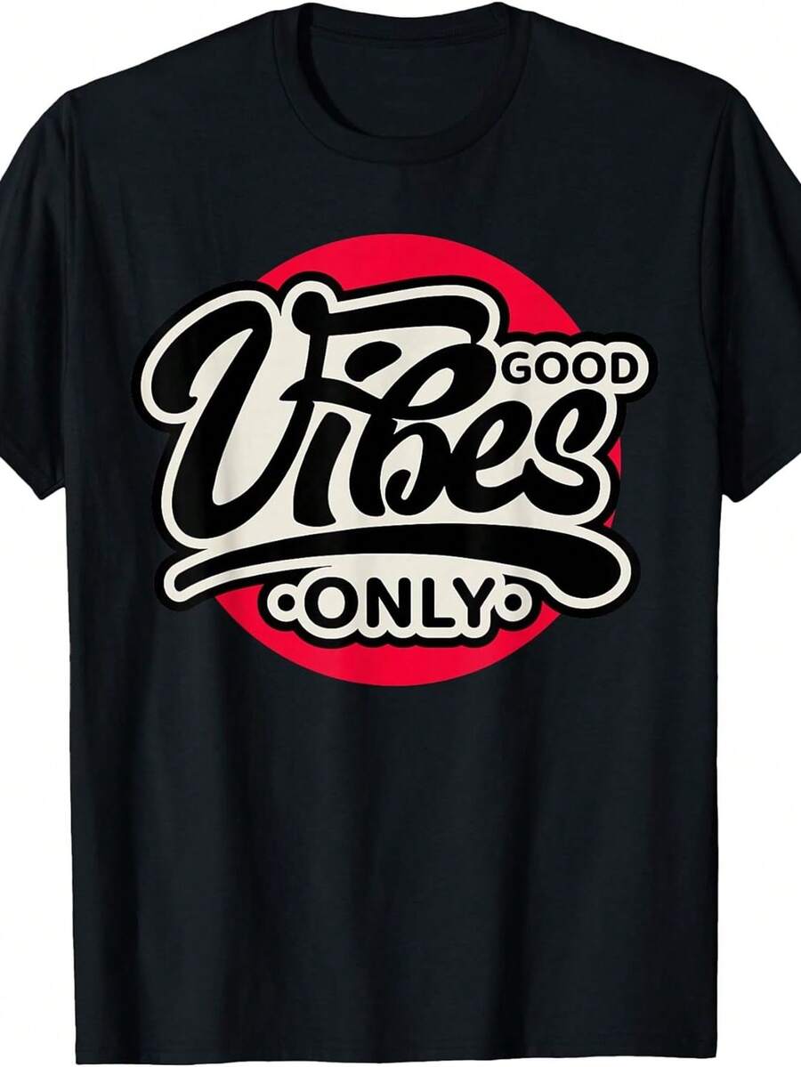 Camiseta de talla grande "Enjoy Good Vibes", camiseta con frases geniales "Posit Vibes Only", camisetara mujer, talla grande, cuello redondo, negra, lavable a máquina, 180g, regalo, ropara actividades al e , ropa inspiradora, top de cuello redondo, camiseta gráficara mujer
