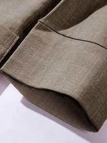 Blazer de lino de 3/4 de manga con cintura ajustable, diseño de botones, adecuado para ir al trabajo, eventos formales, fiestas elegantes, ropa de oficina - Primavera, Verano, Otoño - Marrón - Ver 5