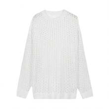 Spring And Summer Women's Knitted Bikini Beach Dress, Knitted Round-Neck Cover-Up With Hollow-Out Design - Grey - View 5