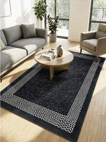 Modern Non-Slip Kitchen Runner Rug, Washable Minimalist Floor Mat For Home Decor, Bedroom, Livingroom Rug, Made In Turkiye 80x200 Cm, 80x300 Cm,100x200 Cm, 120x180 Cm - Black and White - View 2