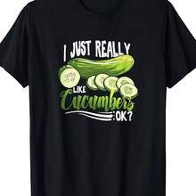 Camiseta 100% negra  Me gustan mucho los pepinos, para quienes les encantan los pepinos, diseño de pepino verde. - forma - Ver 1