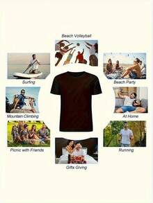 No me mientas, mi novia es súper loca y divertida. Camiseta, camisa casual negra de manga corta y cuello redondo, adecuada para uso diario informal, lavable a máquina, 165% cómoda, camiseta casual para hombre. - Negro - Ver 3