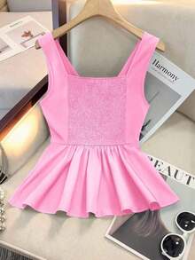 Camiseta sin mangas ajustada para mujer, adecuada para el trabajo, el viaje, las fiestas, la graduación y el uso diario - Rosa - Ver 2