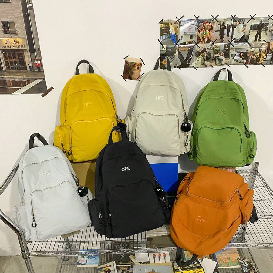 新作  大容量  日本製風  シンプル  無地  リュック  男女兼用  学院風  A4  PC収納可  通学  通勤  バッグ  撥水軽量  大学生の通学   会社員の通勤  図書館での勉強  週末のお出かけ  短期旅行  マザーバッグ - イエロー - チェックする 1