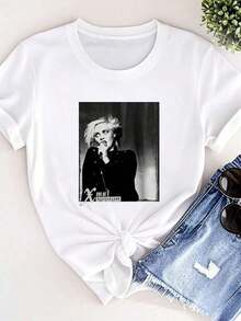 Camiseta de mujer con estampado Anja Xmal Deuchland, color negro, camiseta de post-punk, gótica, new wave, tiva, camisetas de bandas - Blanco - Ver 2