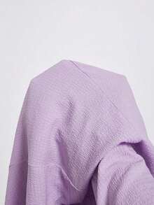 MOD Vestido de verano elegante de mujer de unicolor con mangas abullonadas y cintura ceñida - Morado - Ver 5