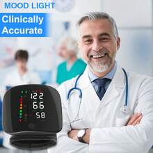 MOOD LIGHT 1pc Wrist Blood Pressure Monitor With LCD Display, Adjustable Cuff, Pulse Rate Detection & Irregular Heartbeat Alarm - Blood Pressure Measurement | USB Charging | Sound Playback Function, The Best Gift For Family And Friends - 阿爾卑斯灰 - 查看 1
