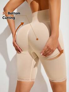Shorts sin costuras de cintura alta y efecto adelgazante para mujer, de verano - Albaricoque - Ver 4