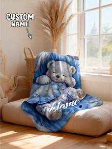 1 Stück anpassbare Text-Decke, Teddybär-Muster, personalisierte Decke, personalisierte Baby-Decke, Neugeborenen-Decke, geeignet für Muttertag, Geburtstag, Kindertag, Vatertag, Abschluss, Weihnachten, Halloween, geeignet für Zuhause Sofa, Bett, Auto, Schlafzimmer, Wohnzimmer, Sofa-Decke, Kinder-Decke - Verschiedenfarbig - Übersicht 9