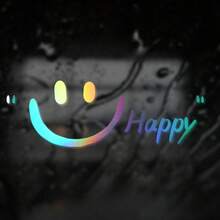Happy Smiling Face Motorcycle Stickers Front Cowl Fuel Tank Fender Helmet Vinyl Decals Scratch Covering Decoration Stickers - Laser phản xạ - Xem 1
