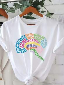 Stylish Everyday T-Shirt - Women's Psychology-Themed Graphic Tee - Soft Black T-Shirt With Neuroscience Design (Central Nervous System, Frontal Lobe) - Suitable For Psychologists, Neuroscientists, And Education Professionals - Machine Washable For Everyday Wear - Casual Crew Neck T-Shirt With Fun Text Print, Durable Construction, Short Sleeves, A Must-Have For Science Enthusiasts - Chic And Fashionable T-Shirt - 白色 - 查看 7
