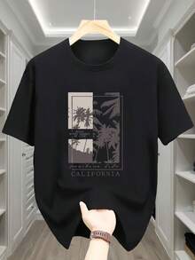 Men's Graphic T-Shirt, Summer Comfort And Casual Style - 黑色 - 查看 1