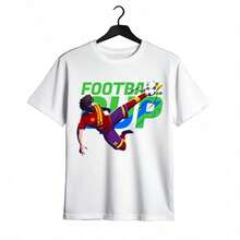 Tops para mujer Casual de Algodón para Mujer, Cuello Redondo, Manga Corta, con Estampado Gráfico de Fútbol, Corte Regular, Bonita - Blanco - Ver 2