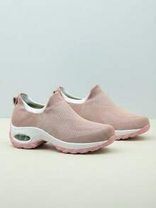 Zapatillas de running con plataforma acolchada, de malla transpirable y ligera para mujer - ylf1855 rosa - Ver 6