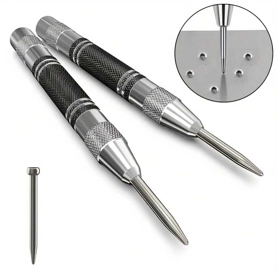 5-Inch Heavy Duty Steel Spring Automatic Center Punch, Adjustable Tension Punch Tool For Metal, Wood, Glass And Plastic, Suitable For DIY Enthusiasts