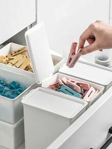 1pc Household Laundry Powder Storage Box With Lid, Detergent Powder Collection Container, Sealed Plastic Bucket Organizer, Japanese Style Home Use - Multicolor - View 5