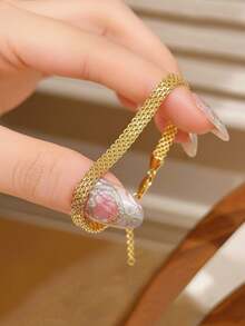 1 chiếc dây đeo đồng hồ dạng lưới bằng thép không gỉ mạ vàng 18K, phụ kiện tối giản, đa năng dùng hàng ngày. - vòng tay dệt - Xem 6