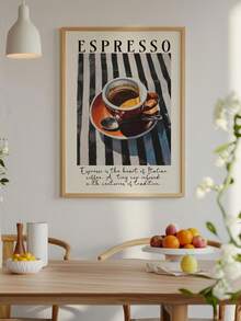 1 cái, Tranh treo tường canvas, Trang trí tường có khung, Tranh tường Espresso Ý cổ điển, Poster ly cà phê sọc xanh retro, Bản in nghệ thuật chủ đề Espresso hoa - Nhiều màu - Xem 7