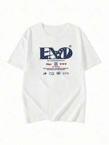 Camiseta de manga corta para mujer 100% algodón.Diseño holgado, versátil y a la moda.Peso de 200g.Top de una pieza. - blanco - Ver 2