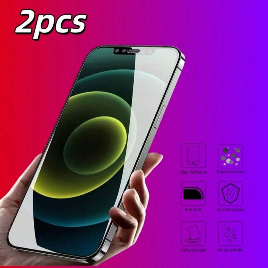 Bộ 2 miếng dán màn hình cường lực, bảo vệ toàn màn hình, tương thích với iPhone 17/17 Pro Max/17 Pro/17 Ari/16/15/14/13/12/11 Pro Max/XS/X/XR/6/7/8/16/15/14 Plus/12/13. Màng bảo vệ trong suốt, chống nước, chống sốc, chống rơi và chống trầy xước. - Trong sáng - Xem 1