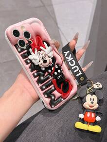 Disney Minnie Mouse Phone Case With Minnie Charm And Minnie Lanyard - Cute Minnie Protective Case With Peace Sign Pose And "MINNIE" Lettering Design, Equipped With Delicate Minnie Decorative Lanyard And Beaded Bracelet For Easy Carrying, Compatible With IPhone 17, 16, 15, 14, 13, 12, 11 Pro Series, Ideal For Birthdays, Holidays, Anniversaries, Graduation Gifts, Or Any Special Occasion To Surprise Family, Friends, Classmates, And Loved Ones. - 白色 - 查看 6