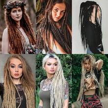 Dreadlock Extensions 18 Inch 24 Inch Synthetic Crochet Dreads Extensions 100% Handmade Single Ended Dreads Thin 0.6cm Width Reggae Style Dreadlock For Man And Woman - Light Grey - View 5