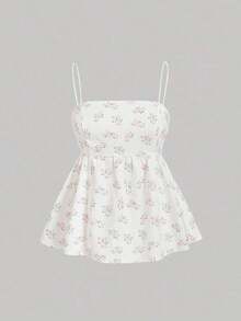 Top de mujer tipo camisola con estampado floral ditsy - Rosa Pálido - Ver 1
