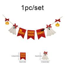 Halloween Vintage Cute Red Bow White Bell Ghost Party Decoration Banner Backdrop Wall Hanging Garland - Multicolor - View 10