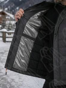 Men's Thermal And Lined Nylon Jacket With Removable Hood - 灰色 - 查看 2