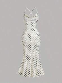 Vestido con cuello drapeado para mujer, ropa de otoño, vestido de mujer para San Valentín, vestido de baile de máscaras, vestidos elegantes para mujer - Blanco - Ver 2