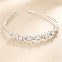 1 pieza Diadema de lujo francesa de doble capa con perlas y rhinestones, tocado nupcial romántico para boda, versátil para graduación, baile de graduación, fiesta, cita, sesión de fotos - Blanco - Ver 7