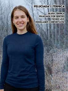 Women's Thermal Fleece Blouse - Warm Second Skin - 藏蓝色 - 查看 4