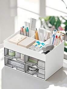 1pc Transparent Drawer Desktop Organizer, Suitable For Office, Student Desk And Other Scenes For Decoration And Storage, Cosmetic Display Rack - Applicable For Vanity, Office, Bathroom Accessories, Home, School, Dorm, Studio - Multicolor - View 5