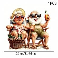 1/2/3/Piezas Pareja divertida bebiendo cerveza, humor peculiar de abuelos, para DIY en camiseta, bolsa y gorra, camiseta | Impresiones fáciles de aplicar, camiseta linda - Multicolor - Ver 7
