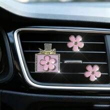 3pcs Rhinestone Daisy Flower Car Air Vent Clip Decor, Shiny Daisy Flower Car Interior Decor, Goddess Style Car AC Vent Clip, Can Be Used As Gift - Perfume Bottle With Flowers - View 6