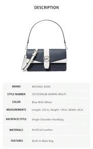 Michael Kors Greenwich 印花女款單肩包、斜挎包與手提包 35F5SGRL6B ADMIRL MULTI - 藍色配白色35F5SGRL6B ADMIRL MULTI - 查看 4