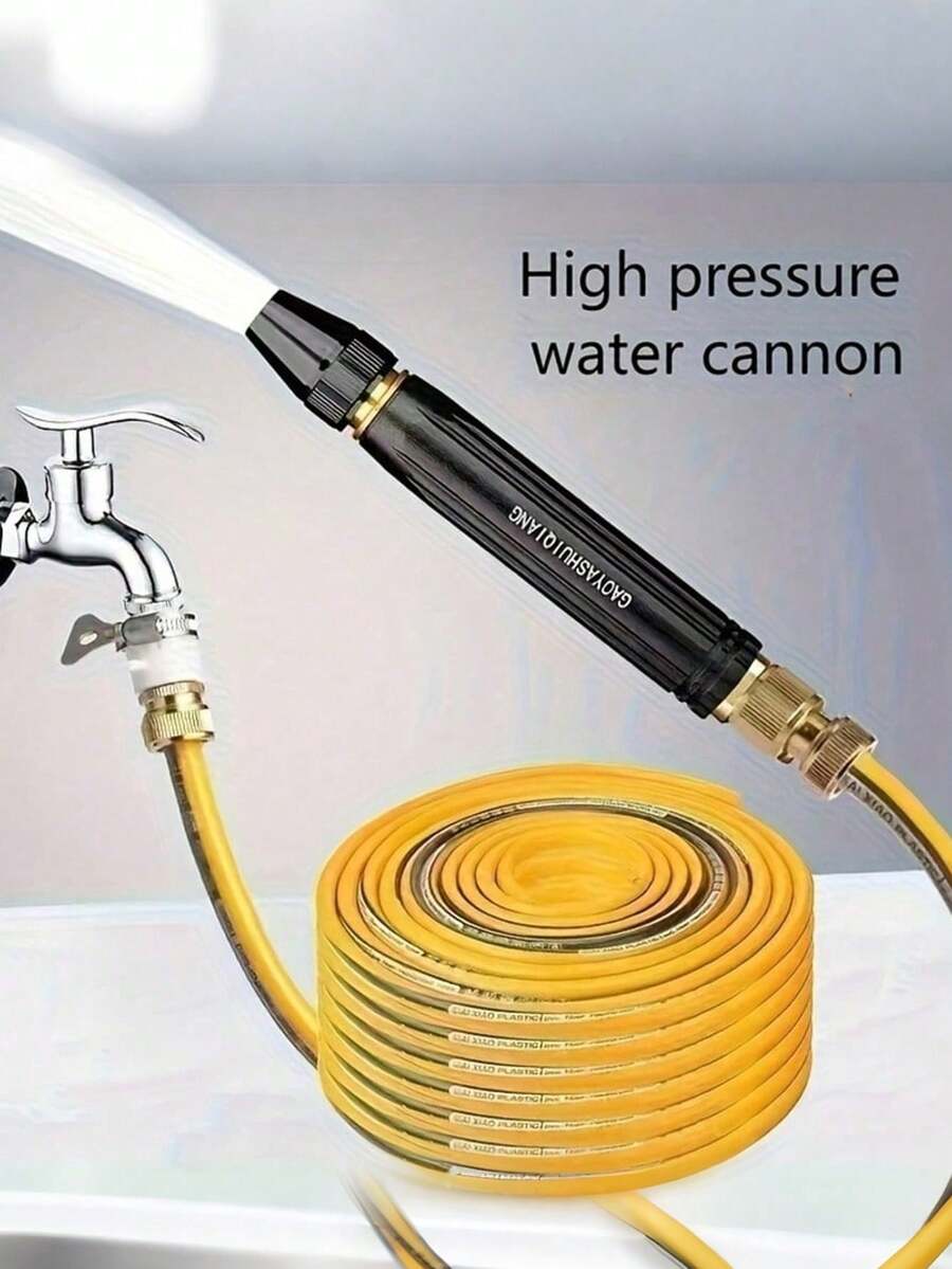 1/2個高壓水管噴嘴,可調節金屬水槍配黃銅接頭,通用型花園水管噴霧器,適用於洗車、澆花、庭院清潔、露台及寵物洗澡 – 安裝簡單且耐用 - 查看 1