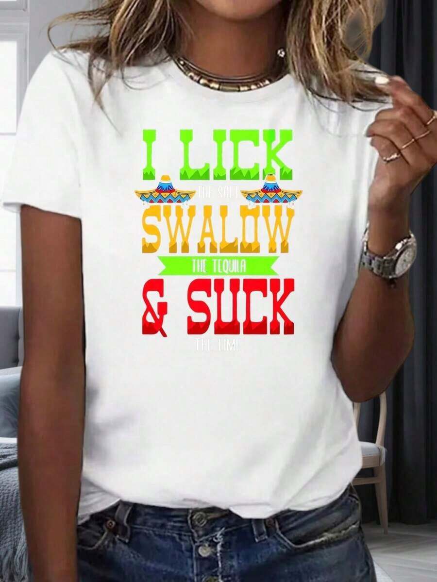 Me lame la sal, me trago el tequila y me chupo la lima - Camiseta divertida para mujeres y hombres, camiseta de fiesta, top de disfraz para el Cinco de Mayo, Feliz Día de San Valentín, 220g, blusas para mujer. - Blanco - Ver 1