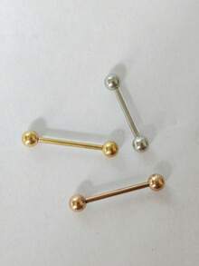 1件装不锈钢直杆舌钉,真空电镀耐用舌钉/乳钉饰品,简约圆球设计,男女皆宜 - 彩色 - 查看 14