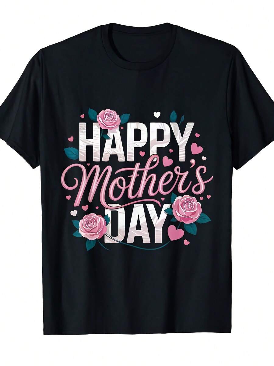 Camiseta suave de 220g para mujer y abuela, cuello redondo y manga corta - Blusa casual básica negra de uste hoado, adecu para mamá, lavable a máquinara uso diario, regalo para el Día de la Madre, atuendos cómodos de diario para todo el año