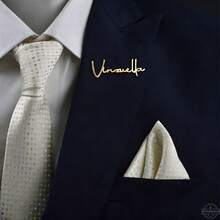 Customized Personalized Name Lapel Pin, Stainless Steel Gold-Plated Engraved Brooch, Suitable For Graduation, Business And Formal Occasions, Customized Stainless Steel Brooch, Customized Suit Lapel Pin Gift For Father, Groom, Graduate And Professional, Graduation And Formal Suit Lapel Pin, Father's Day Gift - Multicolor - View 5
