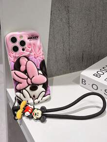 Disney Minnie Mouse Phone Case With Minnie Charm And Lanyard - Cute Minnie Protective Case With Large Pink Bow And Firework Background Design, Equipped With Delicate Minnie Decorative Lanyard And Beaded Bracelet For Easy Carrying, Compatible With IPhone 17, 16, 15, 14, 13, 12, 11 Pro Series, Ideal For Birthdays, Holidays, Anniversaries, Graduation Gifts, Or Any Special Occasion To Surprise Family, Friends, Classmates, And Loved Ones. - 白色 - 查看 5